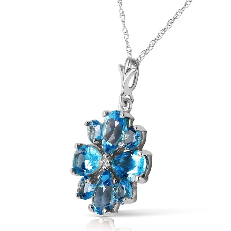 Bold cross necklaces-2.43 CTW 14K Solid White Gold Don't Haste Blue Topaz Necklace