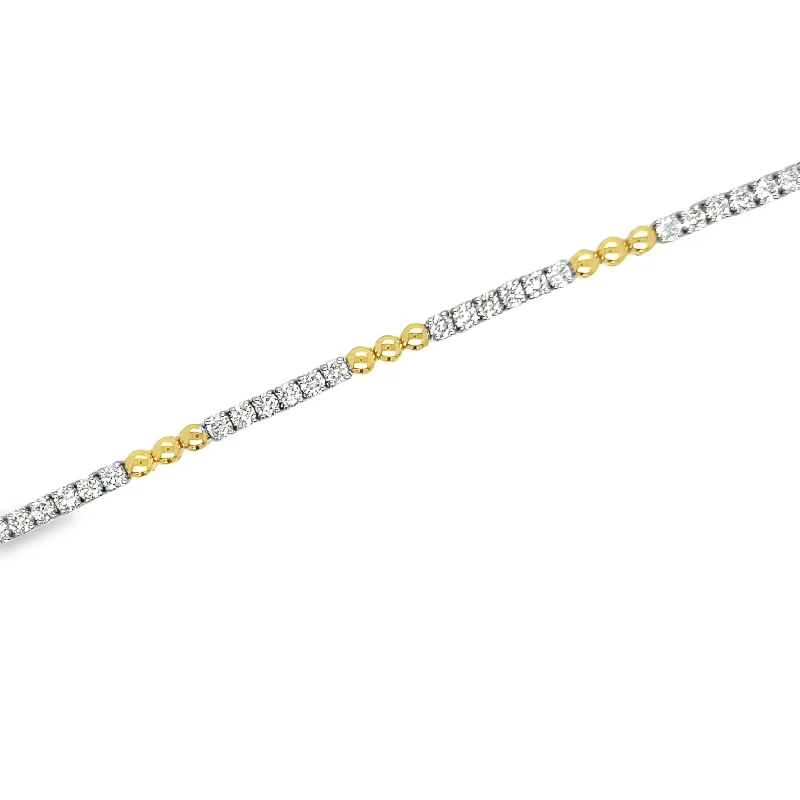 Cotton cord bangles-14K White & Yellow Gold Diamond Fashion Bracelet - 2.33ctw