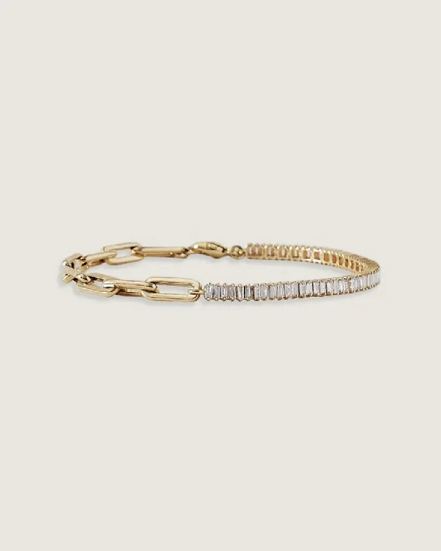 Dove motif bangles-Serena Baguette Tennis Link Bracelet Diamond