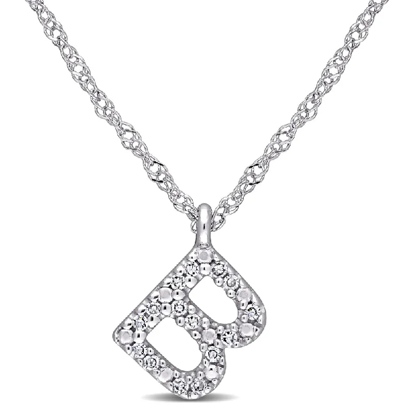 Linen cord necklaces-Miadora 14k White Gold Diamond Accent B Initial Necklace