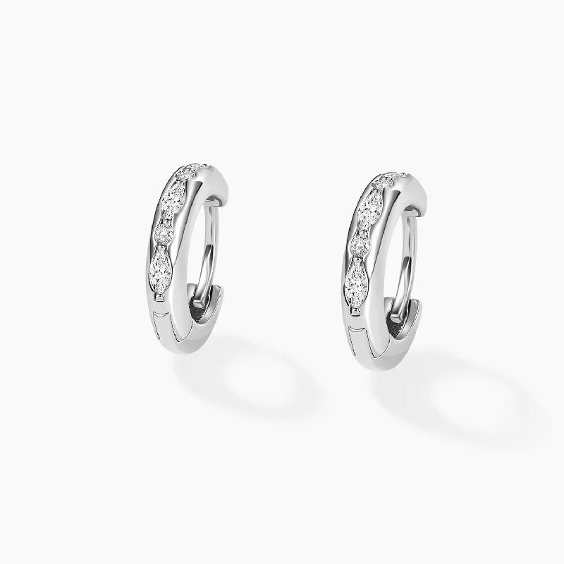 Wide hoop earrings-14K Gold Plated Moissanite Huggie Earrings