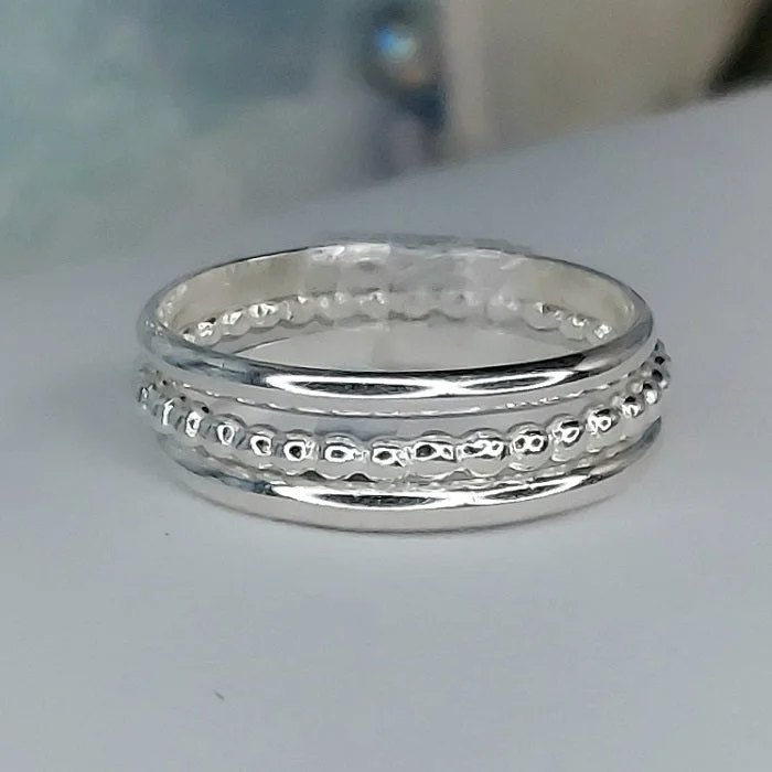 Faith charm engagement rings-Beaded Berri & Classic Bands (sterling silver)