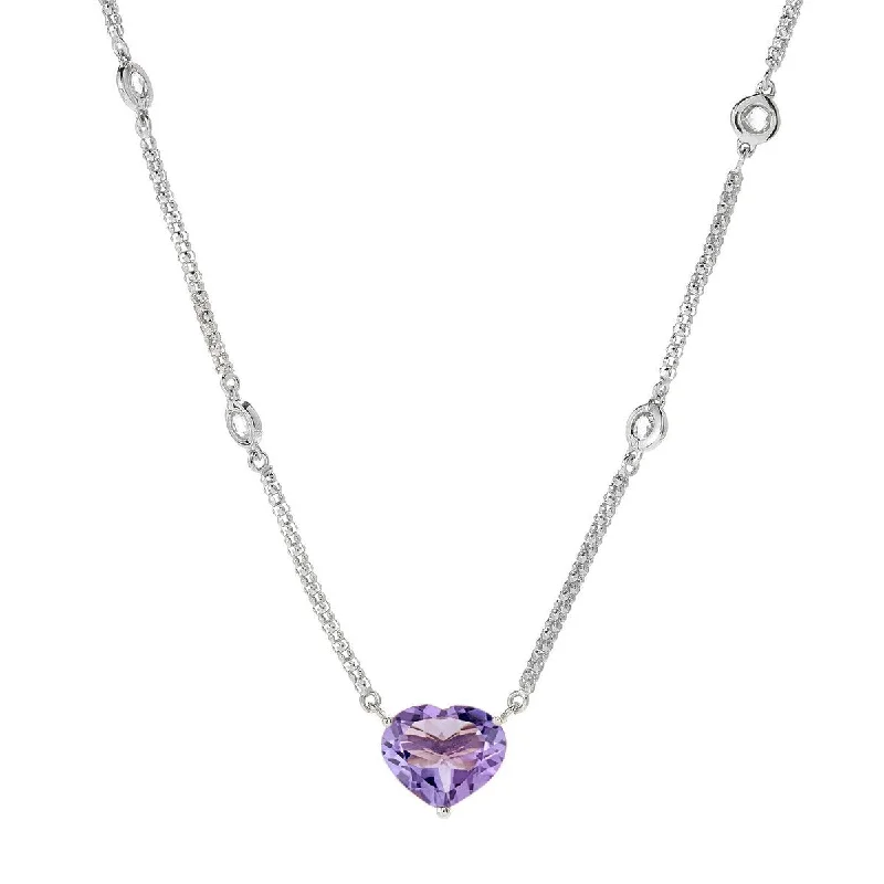 Luxe diamond necklaces-925 Sterling Silver Pink Amethyst and White Topaz Necklace