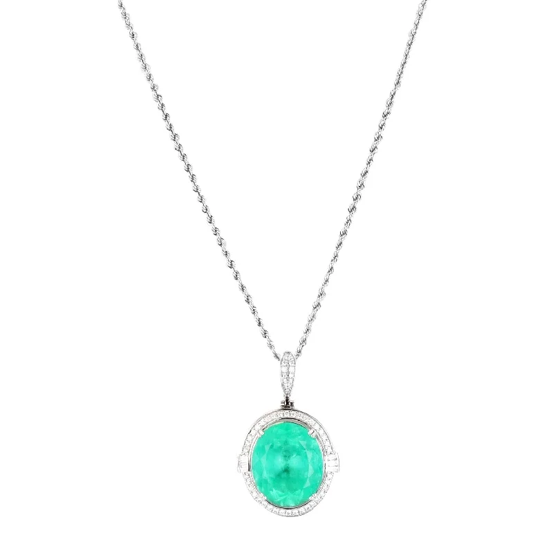 Woven tribal necklaces-Auriya Platinum 22 1/3ct Emerald and 3/4ct TDW Diamond Necklace