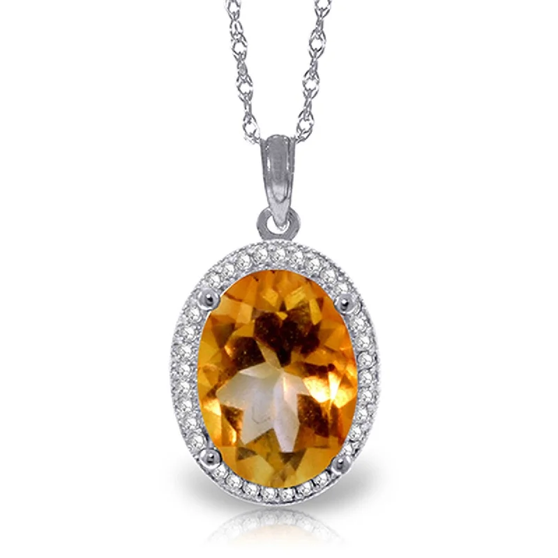 Lily flower necklaces-4.88 Carat 14K Solid Gold Loren Citrine Diamond Gemstone Necklace