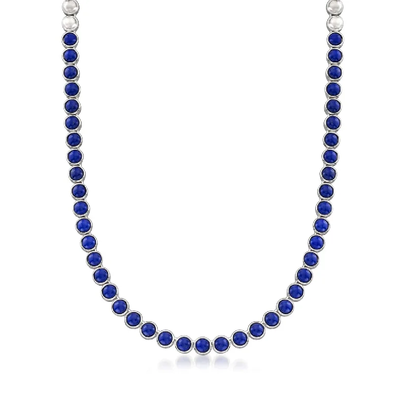 Vine braid necklaces-925 Sterling Silver Lapis Lazuli Necklace