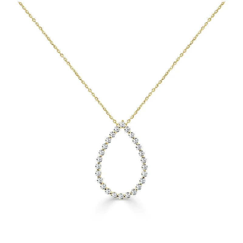 Layered link necklaces-Joelle Diamond pear shape Necklace 14K Gold 1 1/2ct TDW