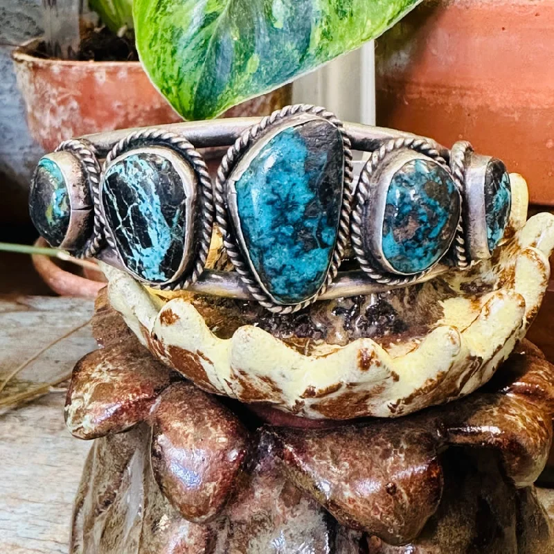 Shiny modern bangles-Stunning Navajo Row Bracelet Bisbee & Carlin Mine Turquoise Sterling