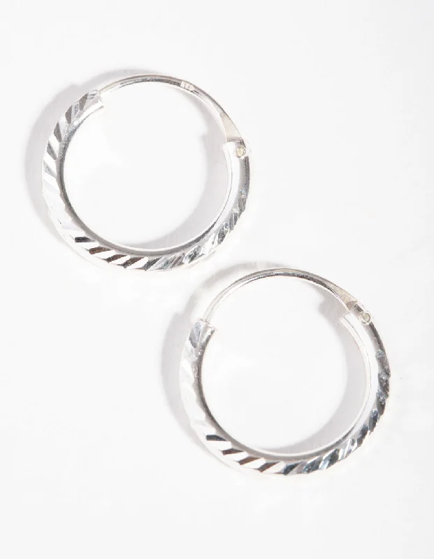 Tide drop earrings-14mm Diamond Cut Hoop Earrings