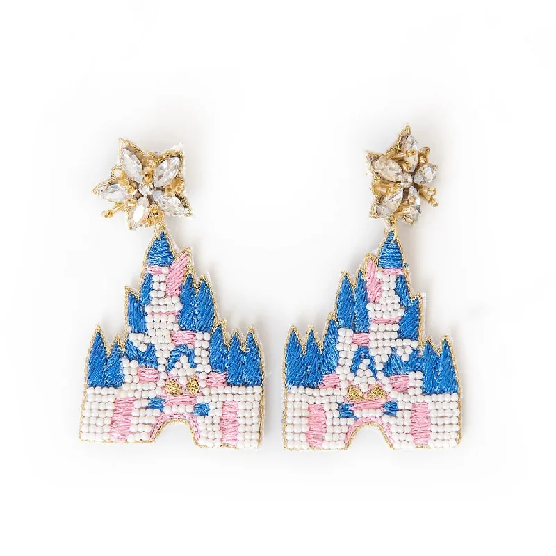 Vivid druzy earrings-Beaded Magical Castle Earrings