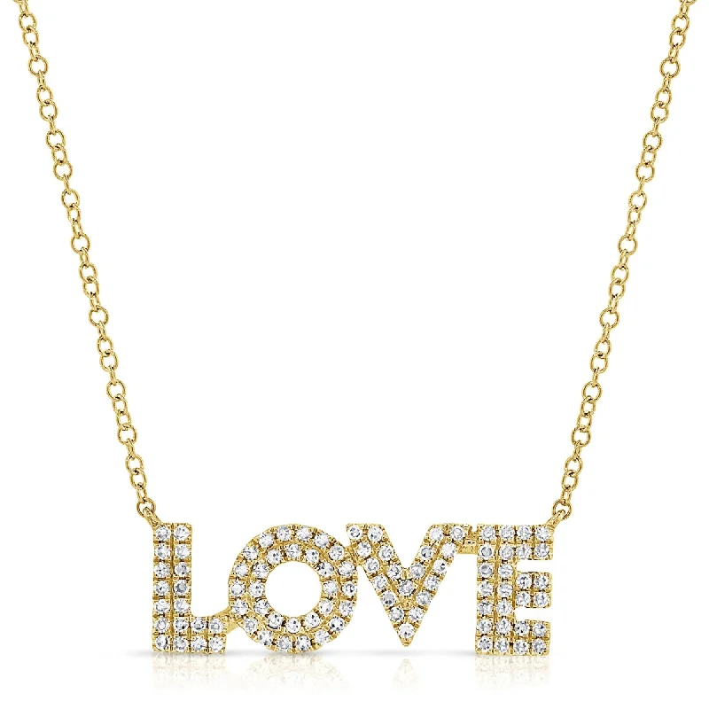 Layered link necklaces-Joelle LOVE Diamond Necklace 14K Gold 1/3 CT TDW