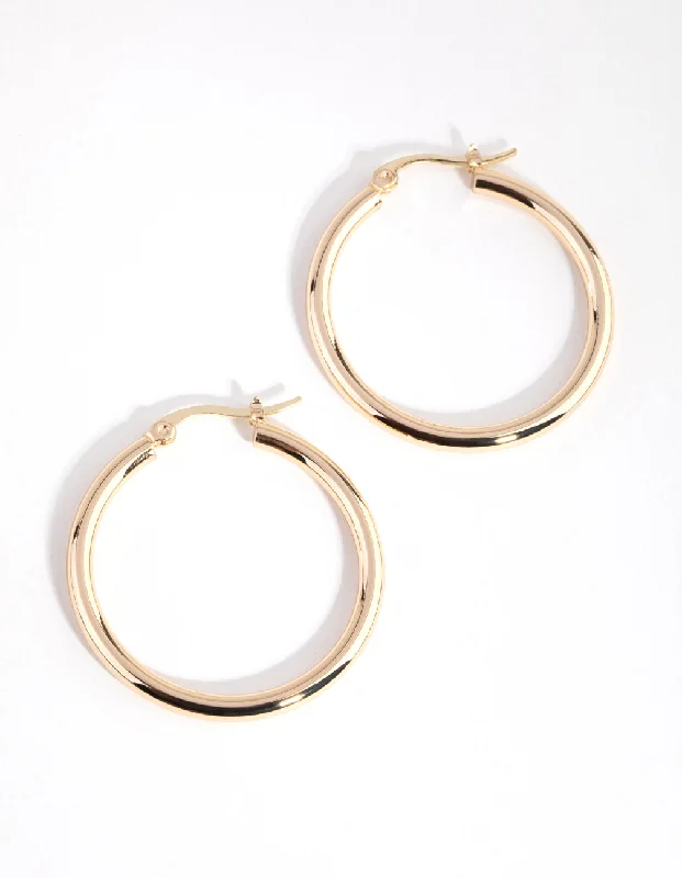 Surf motif earrings-Gold Plated Large Hoop Earrings