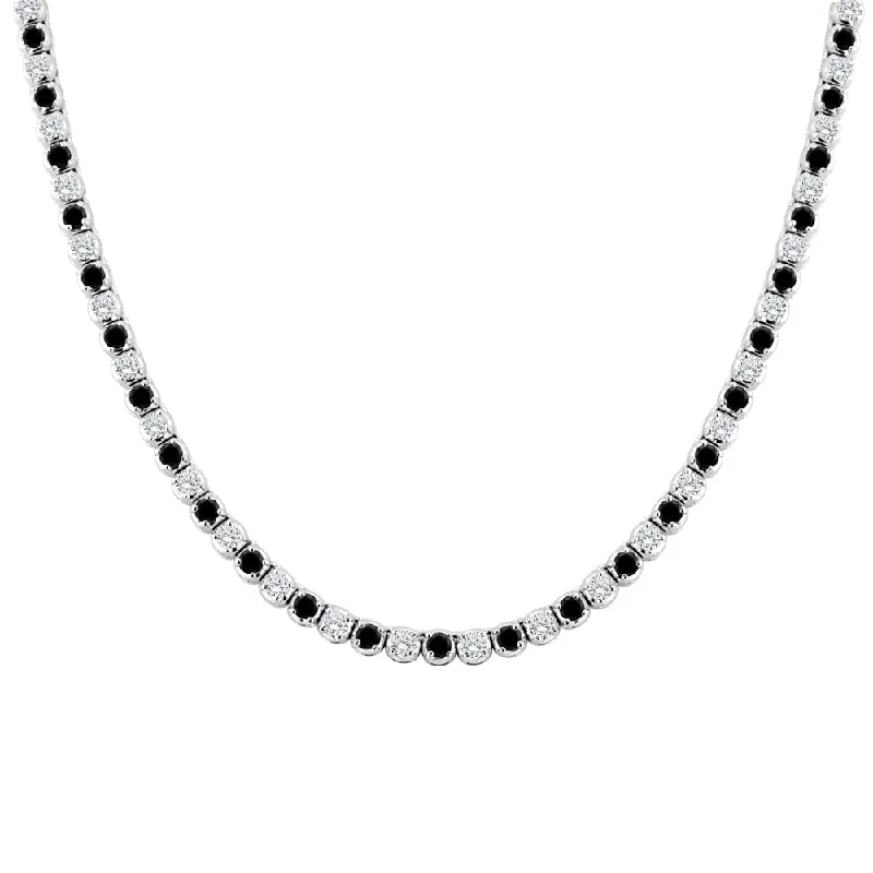 Oval shape necklaces-Auriya 9 carat TW Black and White Diamond Tennis Necklace 14k Gold - 16-inch (I1-I2)