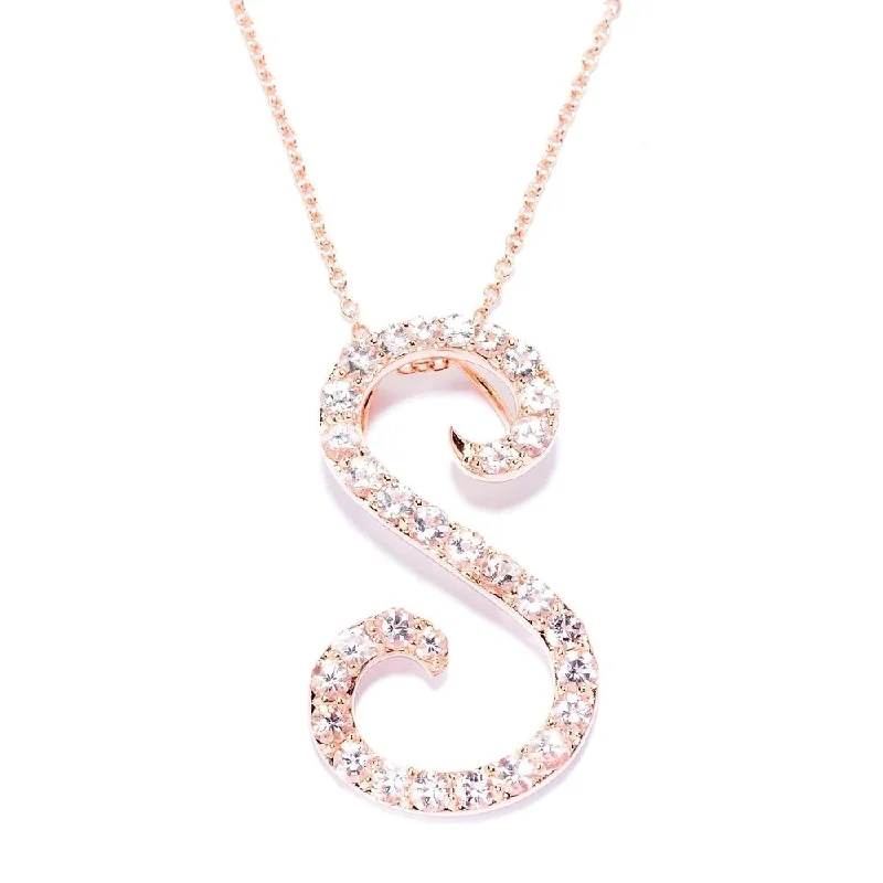 Worn medallion necklaces-18k Rose Gold over Sterling Silver Round Morganite Initial S Necklace