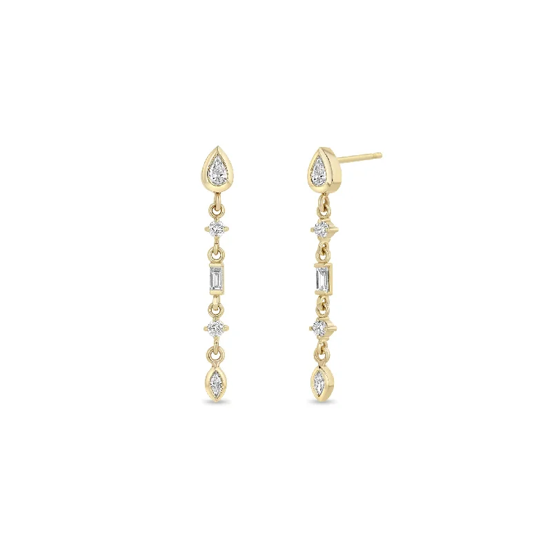 Bold cuff earrings-14k Linked Mixed Diamond Medium Drop Earrings