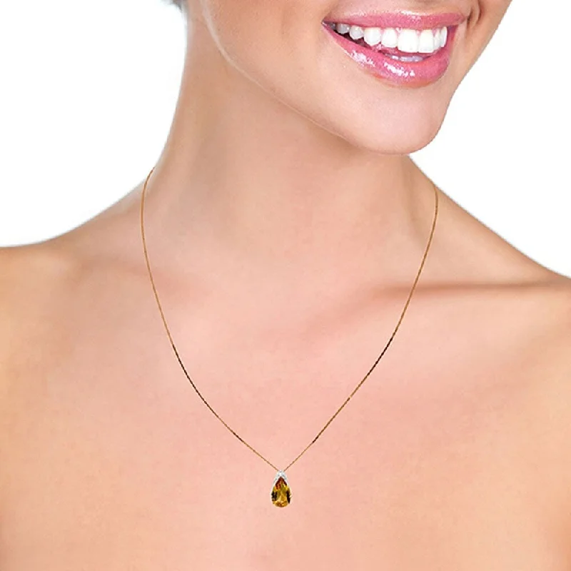 Raised bar necklaces-5 Carat 14K Solid Rose Gold Necklace Natural Citrine