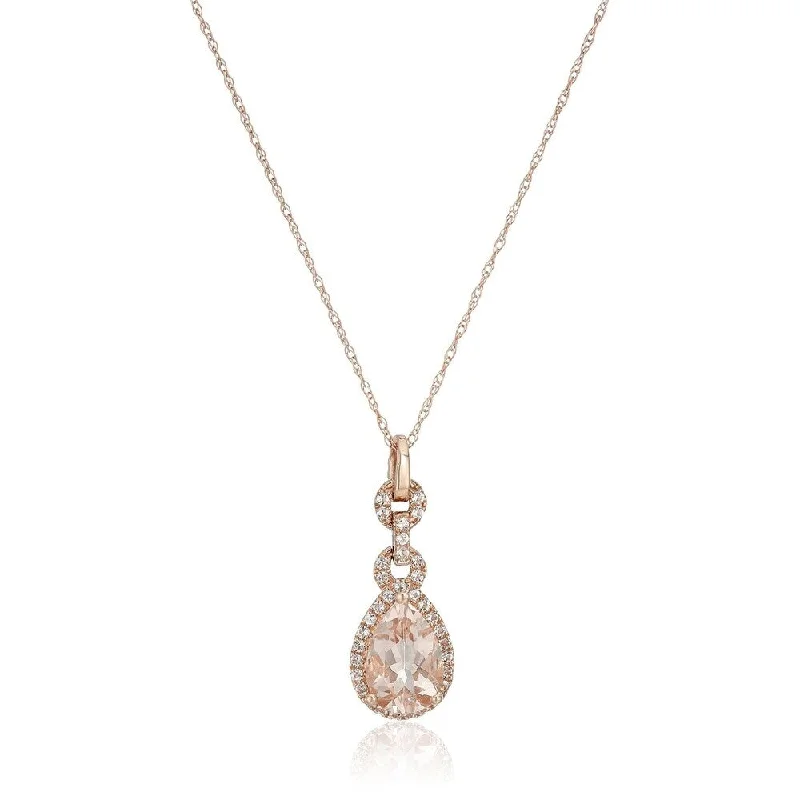 Luxe diamond necklaces-10k Rose Gold Morganite Pear-shape Pendant Necklace, 18" - Pink