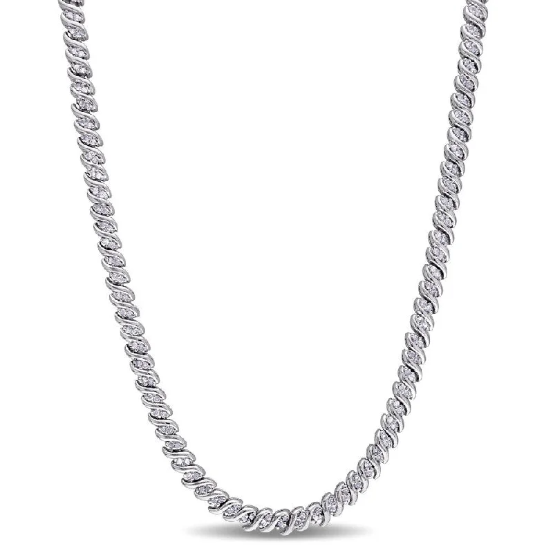 Heavy collar necklaces-Miadora Sterling Silver 1ct TDW Diamond Braided Necklace