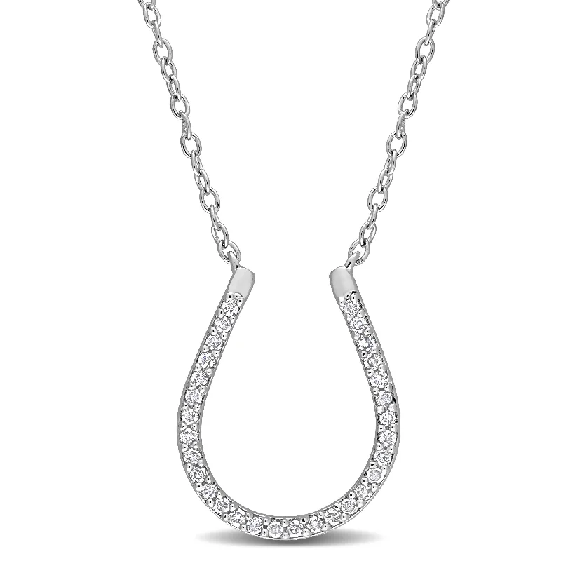 Mystic eye necklaces-Miadora 1/6ct TDW Diamond Horseshoe Necklace in Sterling Silver