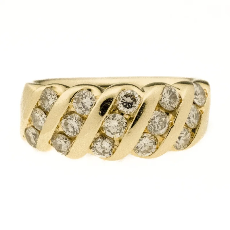 Oval stone engagement rings-1.05ctw Diamond Accented Fashion Ring in 14K Yellow Gold - Size 6.5