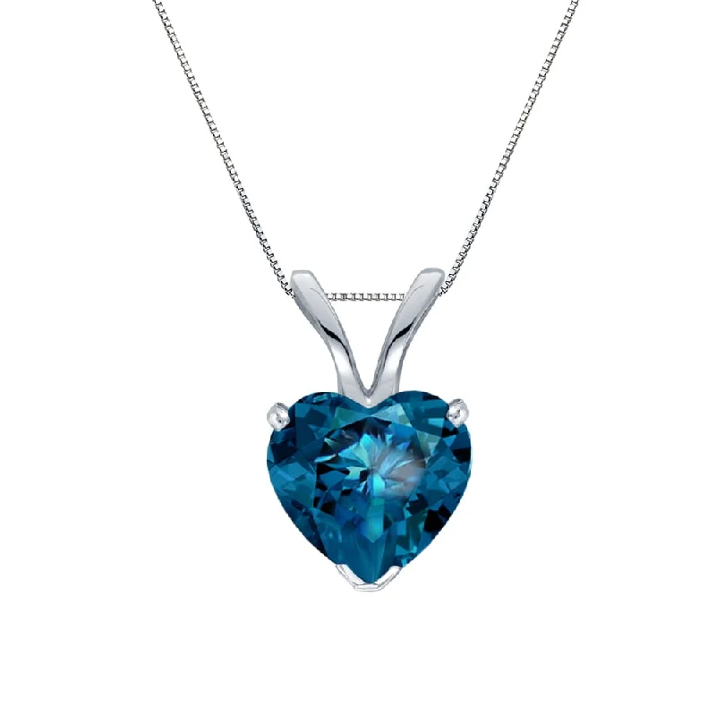 Vivid druzy necklaces-Auriya 1.05ctw Heart Shape Blue Diamond Solitaire Necklace 14k Gold (SI2-SI3)