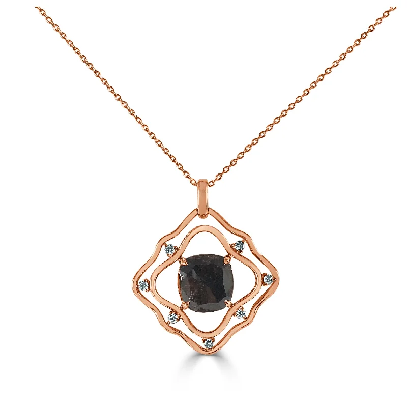 Round pendant necklaces-Joelle Rough Diamond & White Diamond Necklace 14K Rose Gold 4.44ctw on a 18-inch Chain