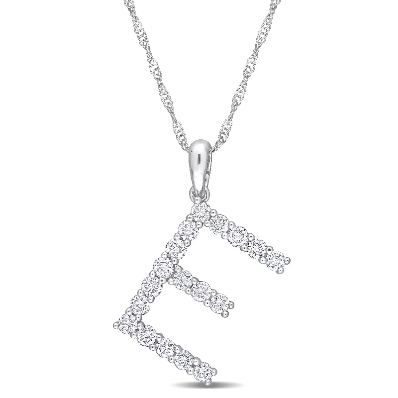 Floating gem necklaces-Miadora 1ct TDW Diamond 'E' Initial Necklace in 10k White Gold