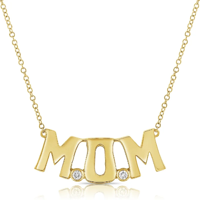 Turquoise healing necklaces-Joelle Diamond Mom Necklace 14K Yellow Gold 16-inch -18-inch