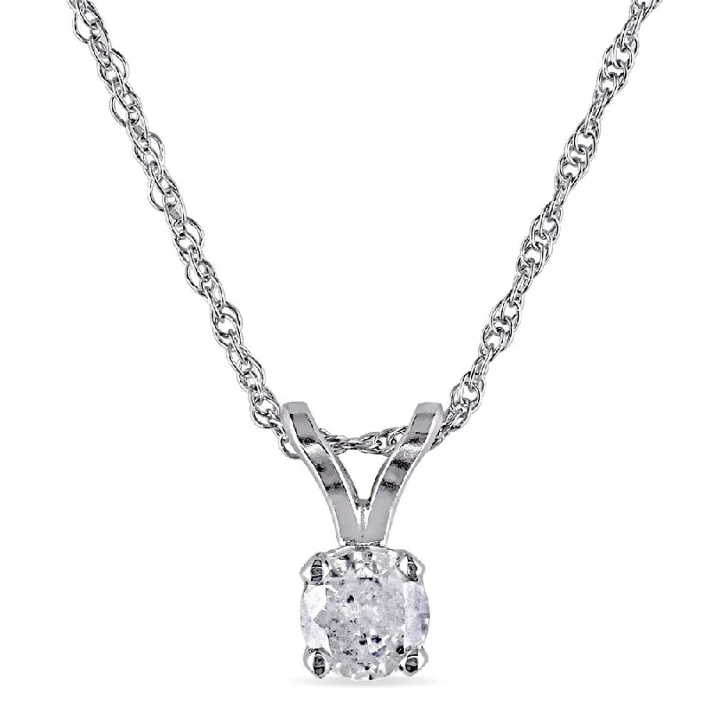 Vivid druzy necklaces-Miadora 10k White gold 1/6ct TDW Diamond Solitaire Necklace