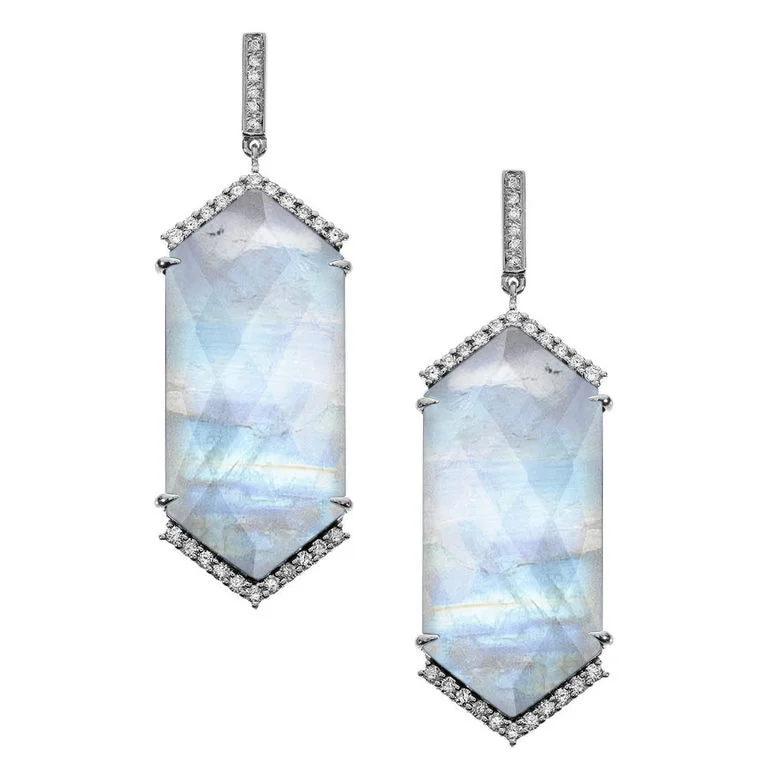 Layered tier earrings-Hayden Earrings Silver Moonstone