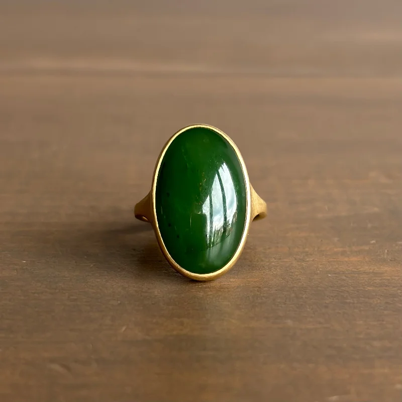 Oval Siberian Jade Cast Ring