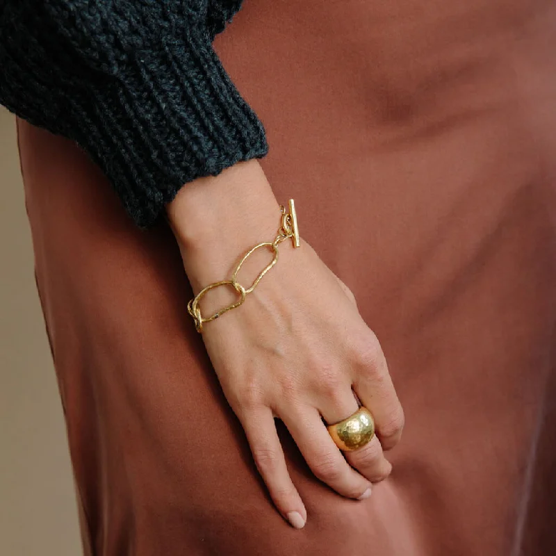 Light clay bangles-Pool Link Bracelet - Brass