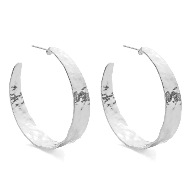 Cedar wood earrings-Wide Gilded Collection Hoops Silver