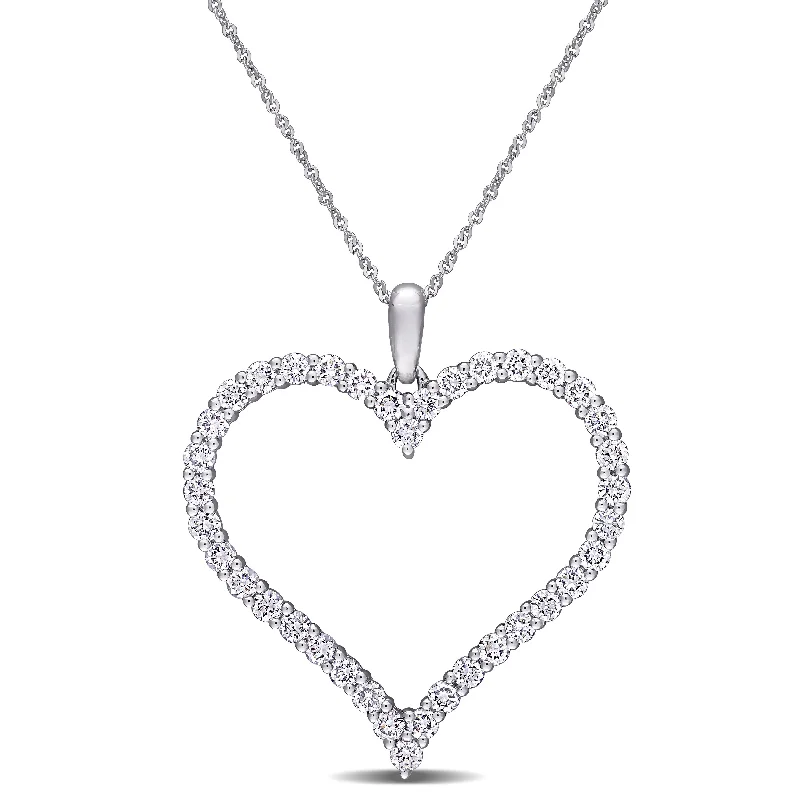 Vibrant enamel necklaces-Eternally Yours 1 1/4ct TW Lab Grown Diamond Open Heart Necklace in 14k White Gold