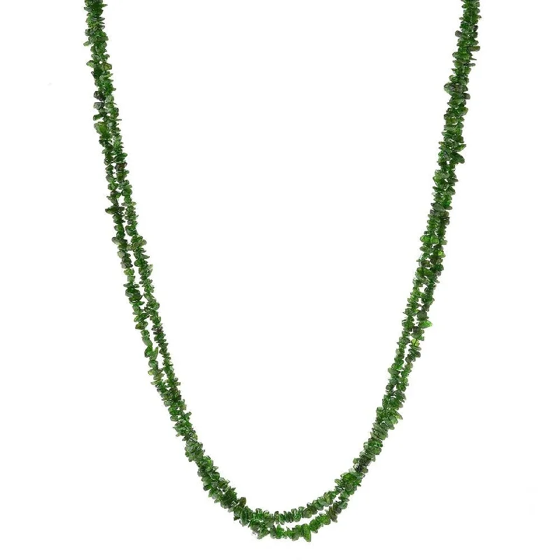 Secure clasp necklaces-Sterling Silver 80" Chrome Diopside Endless Beaded Necklace