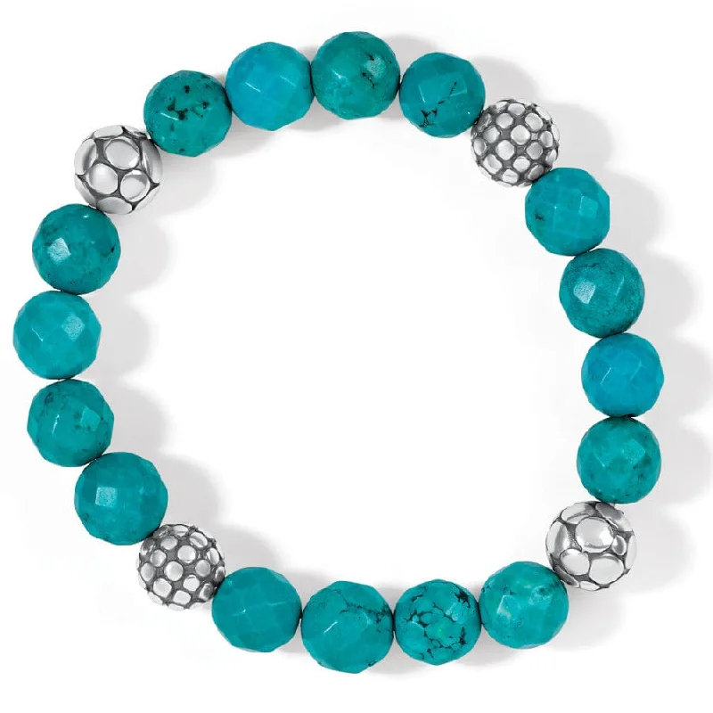 Spinel stone bangles-Pebble Turquoise Stretch Bracelet