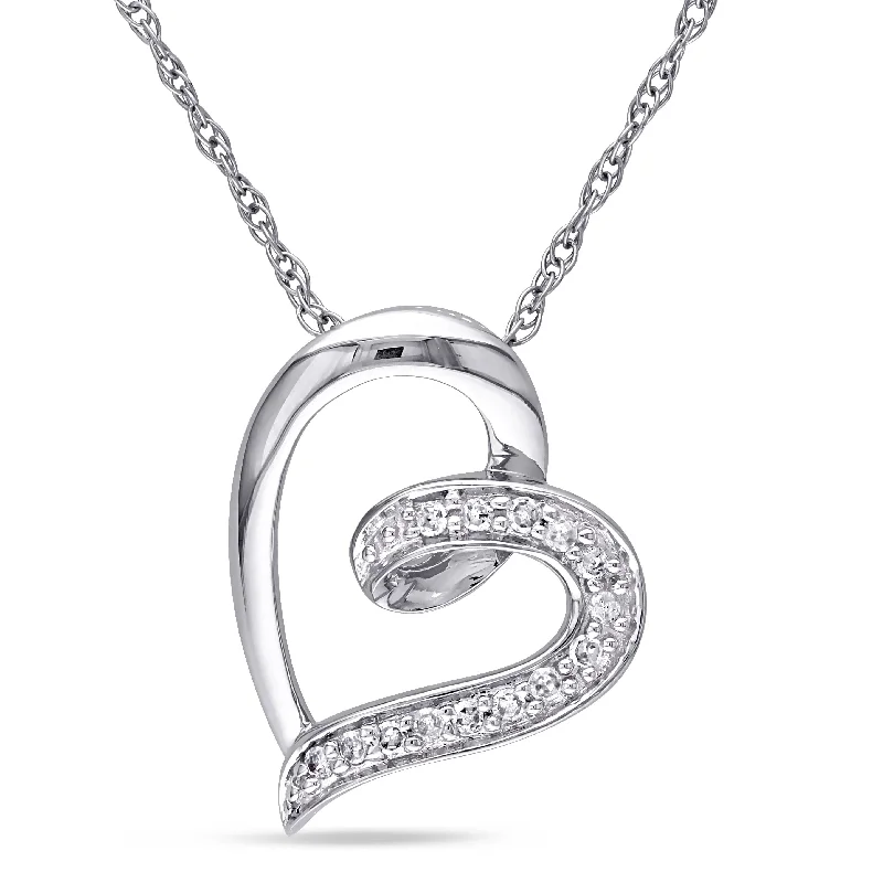 Vine braid necklaces-Miadora 10k White Gold Diamond Accent Open Heart Necklace