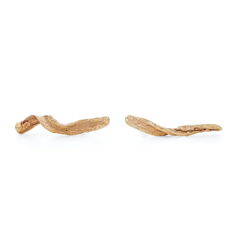 Woven cord earrings-Seaweed Crawlers 9ct Gold