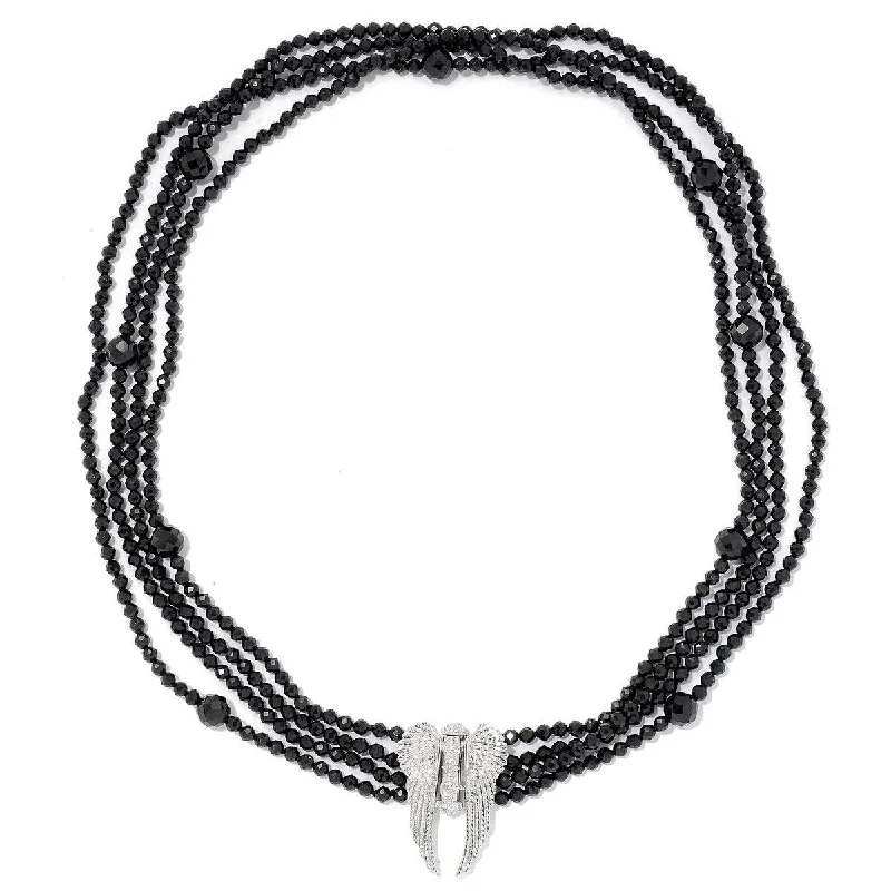 Crystal-twisted necklaces-Dallas Prince Sterling Silver 20" Gemstone Beaded Necklace w/Angel Wing Clasp. Collection: Dallas Rocks