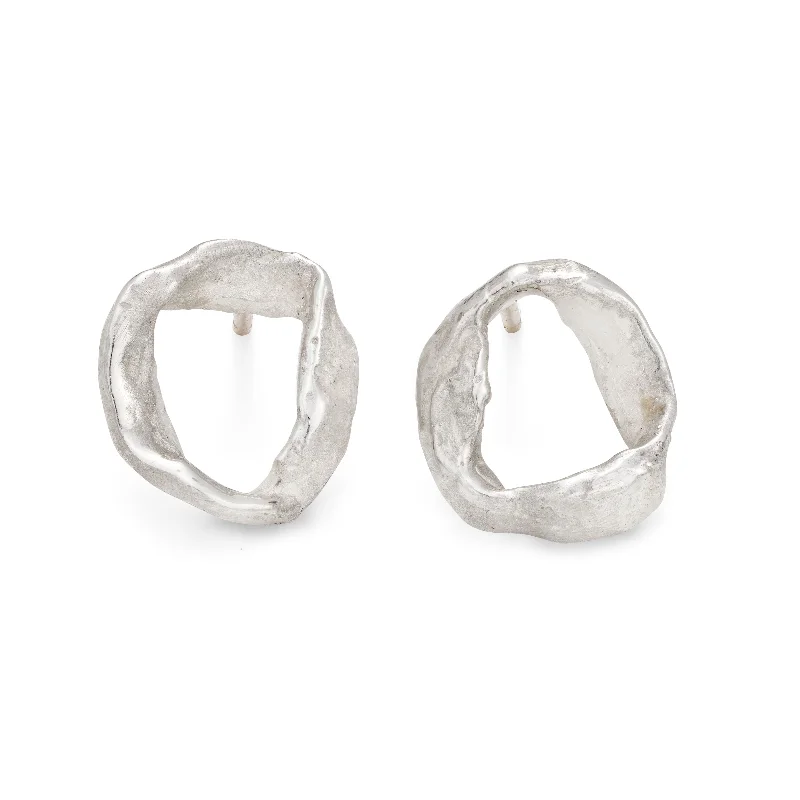 Woven cord earrings-Whorl Studs Silver