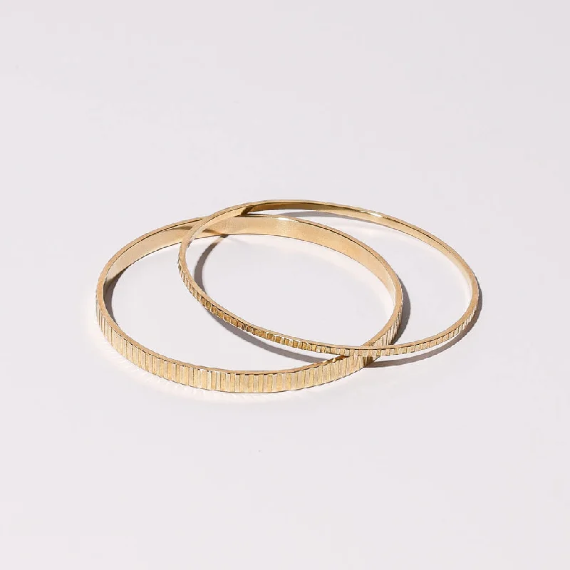 Cotton cord bangles-Thin or Medium Ridge Bangle Bracelet - Brass