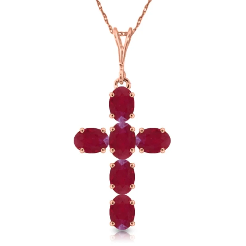 Tarnished silver necklaces-1.5 Carat 14K Solid Gold Cross Gemstone Necklace Natural Ruby