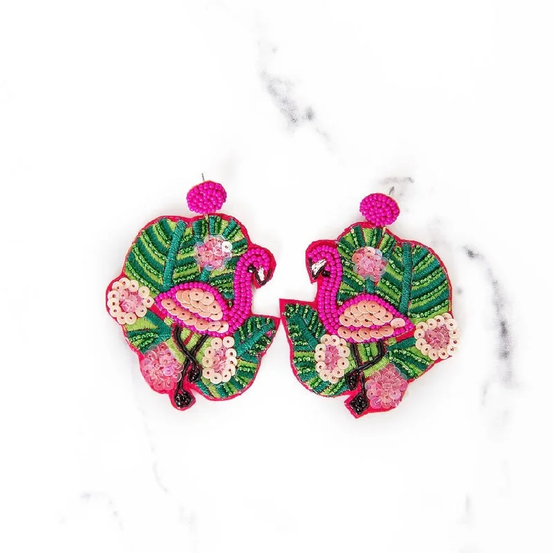 Pink gold earrings-Let's Flamingle Earrings