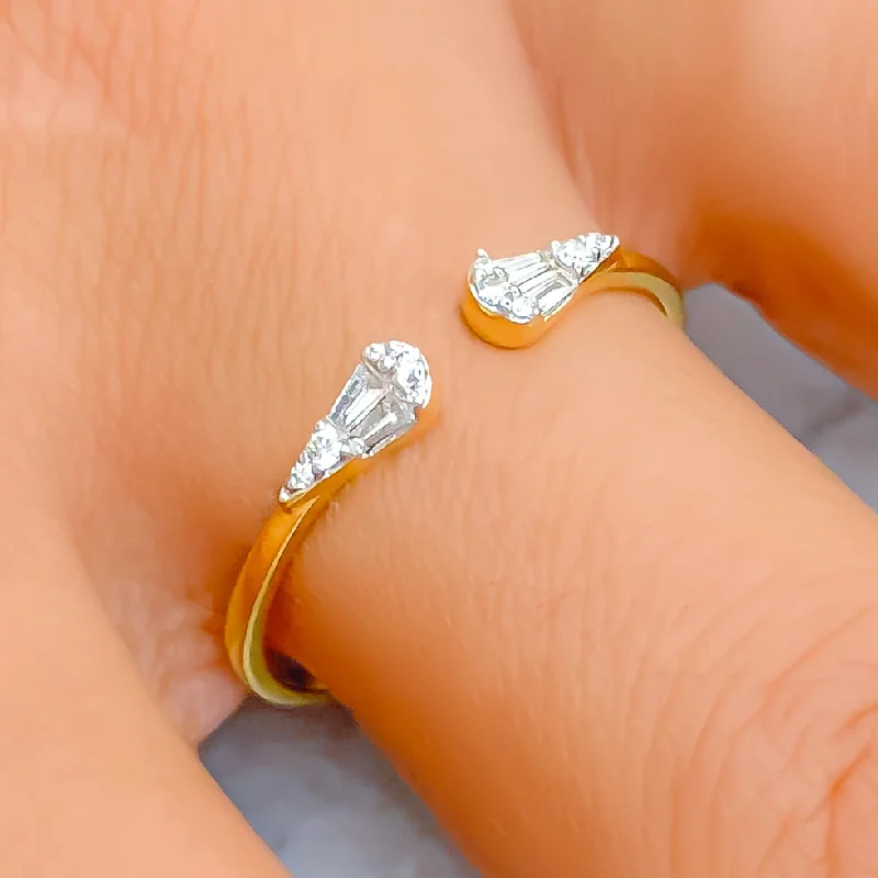 Deco design engagement rings-Gorgeous Elevated 18K Gold + Diamond Open Ring