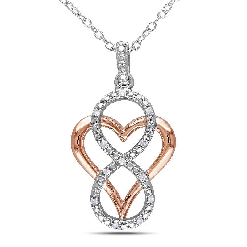 Onyx gem necklaces-Miadora Two-tone Silver Diamond Heart Infinity Necklace