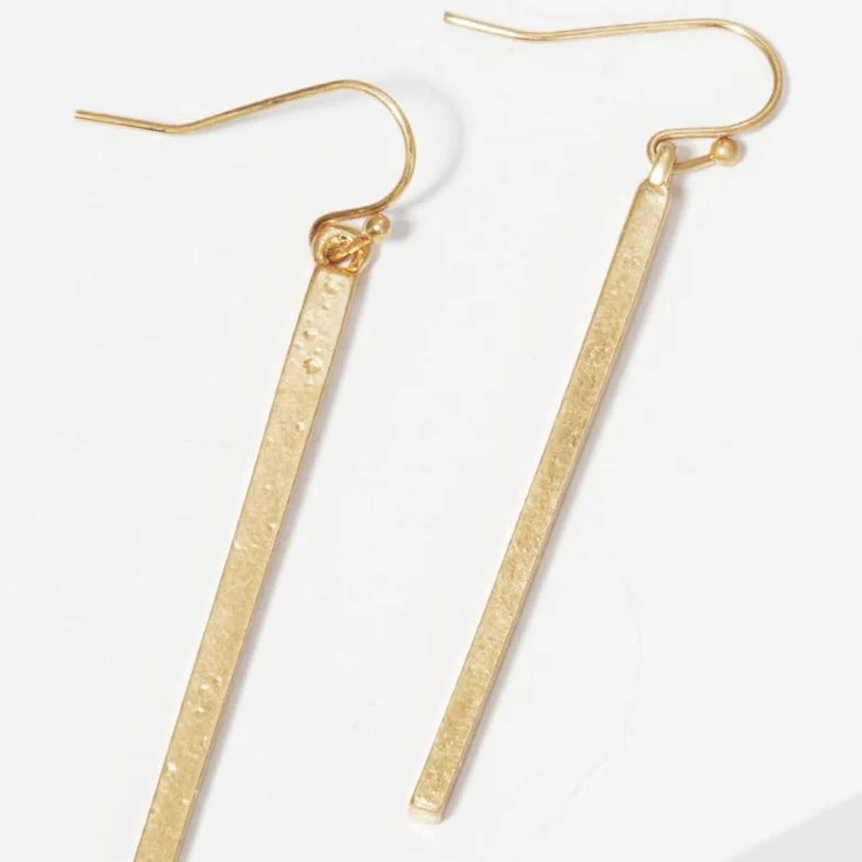 Bright stud earrings-Gold Polished Metal Bar Drop Earrings