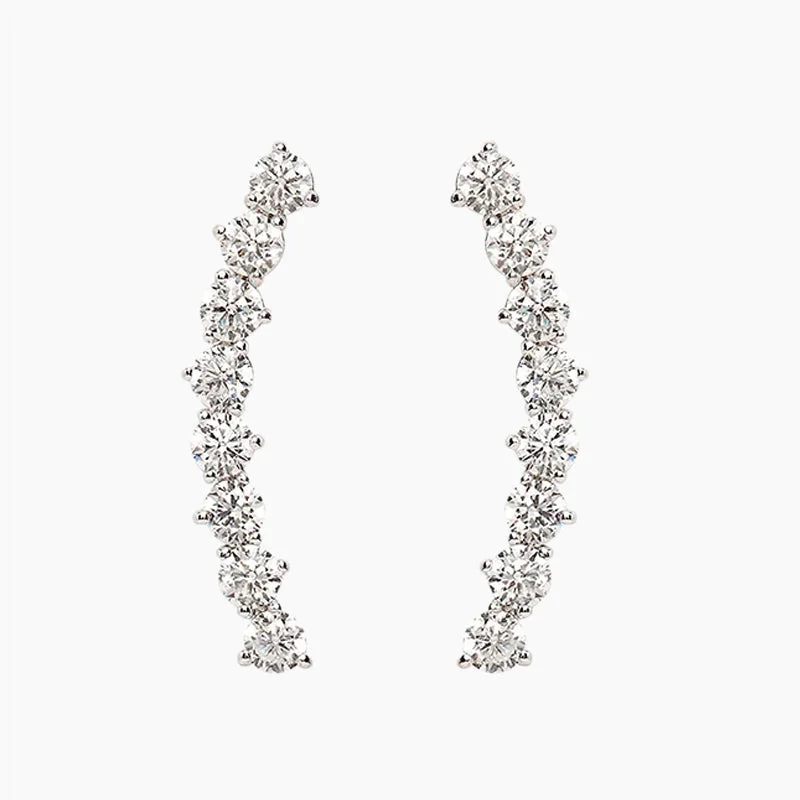 Fluid art earrings-S925 CZ Climber Earrings For Women