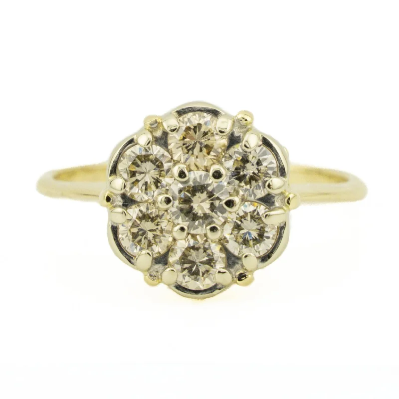 Vibrant enamel engagement rings-1.00ctw Diamond Cluster Lady's Ring in Two Tone 14K Gold - Size 7.5