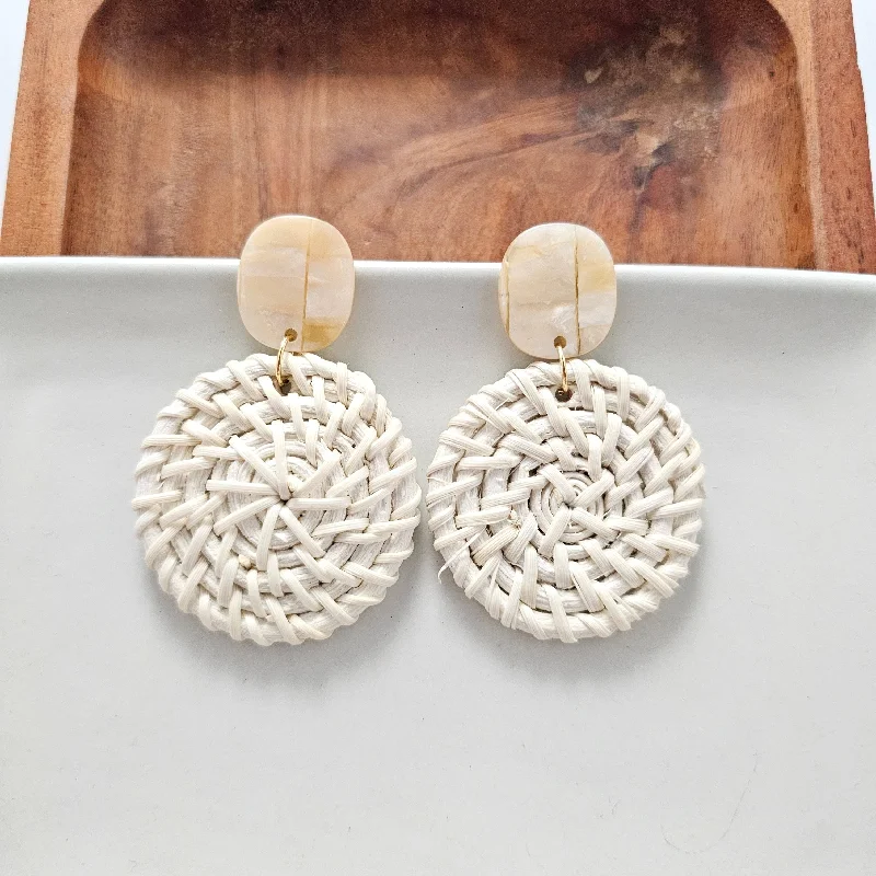 Bead weave earrings-Dominica Earrings - Light Rattan