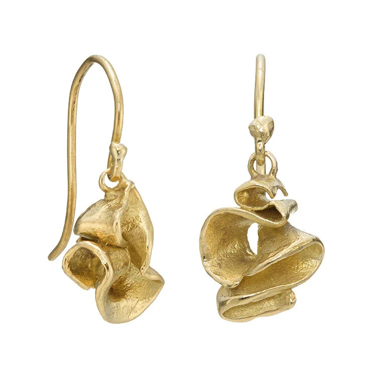 Surf theme earrings-Furl Drops 18ct Gold